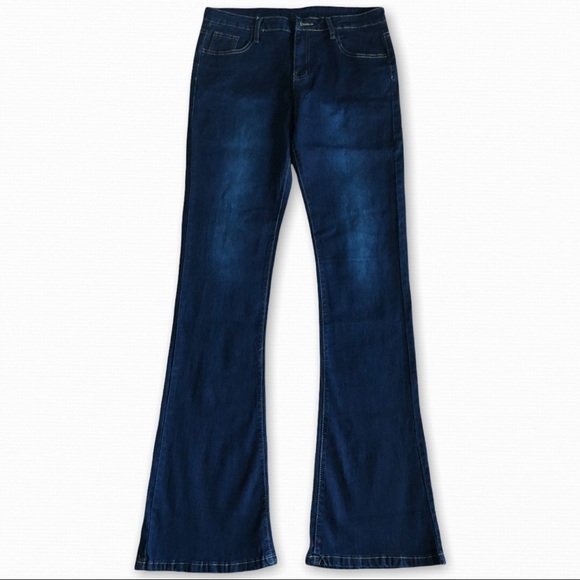 High Waisted Dark Wash Denim Jeans with Stretch - Picture 3 of 6
